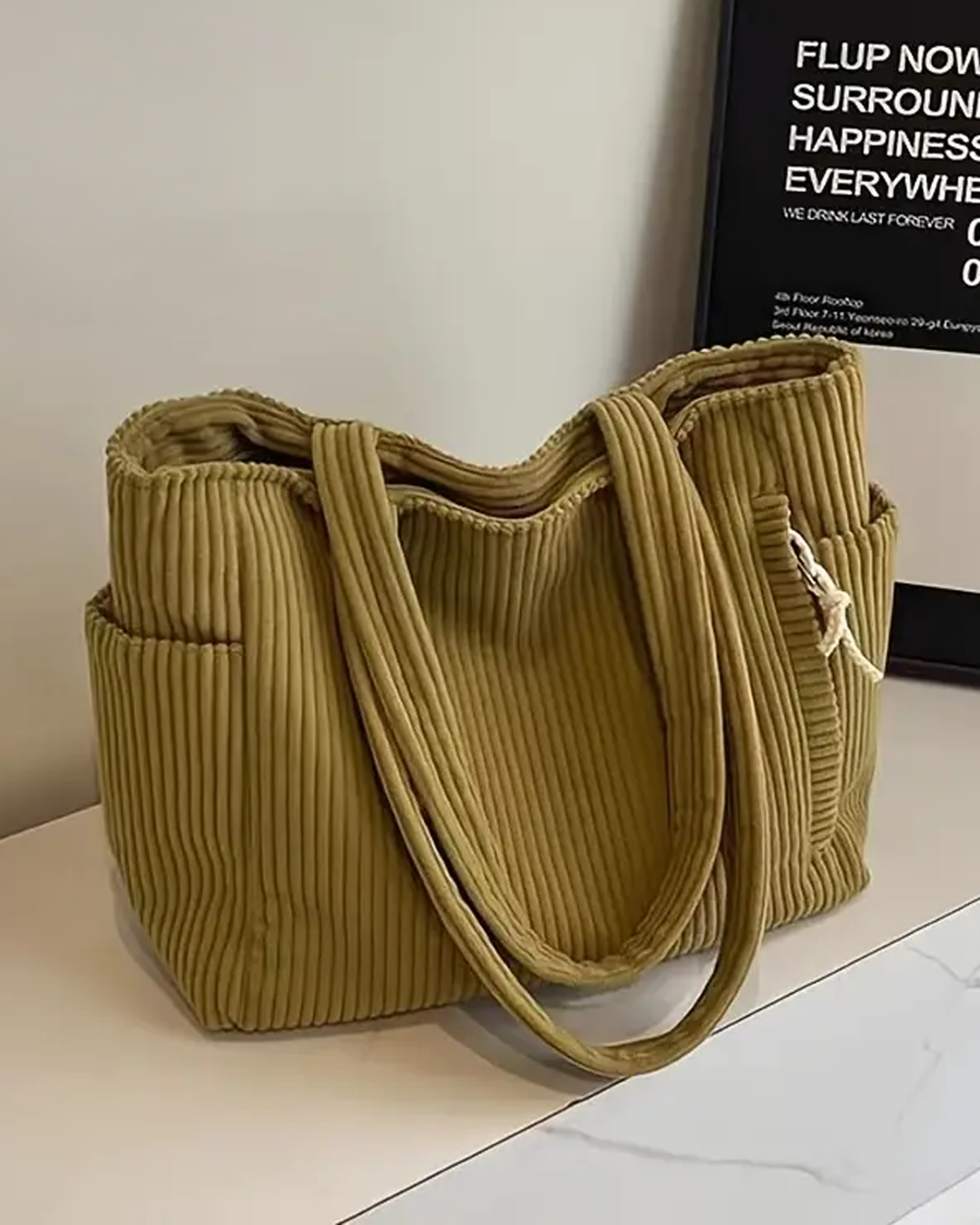Cordavia™ | Textured Corduroy Tote Bag