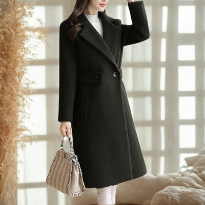 Delyra™ | Double-Button Long Wool Coat
