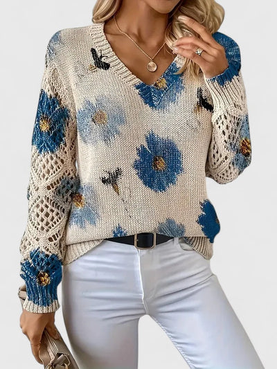 Élodise™ | Floral Crochet Knit Sweater