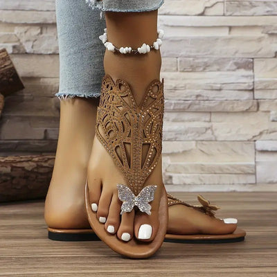 Aubrey™ | Stylish Leather Sandal With Butterfly Cover