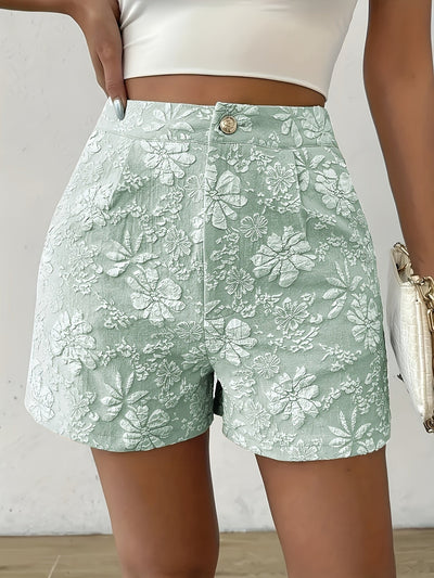 Camille™ | The Floral Jacquard Casual Shorts