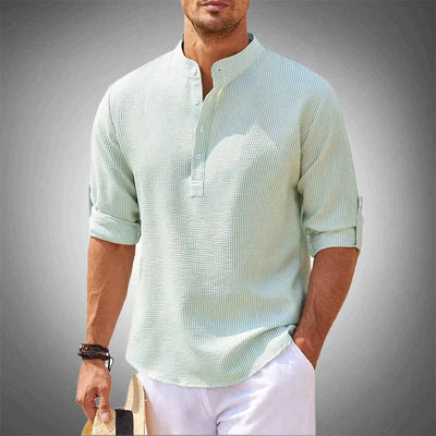 Léopold™ | Textured Henley Collar Shirt