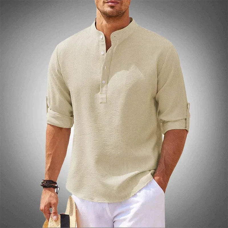 Léopold™ | Textured Henley Collar Shirt
