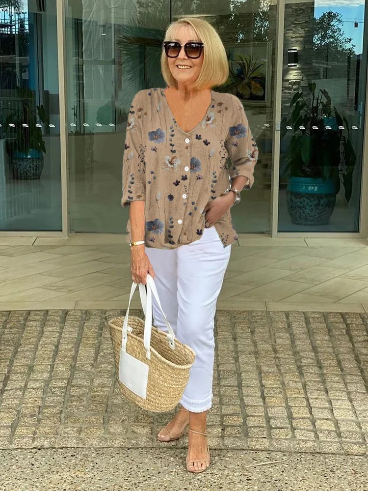 Myla™ | Cotton and Linen Floral Top