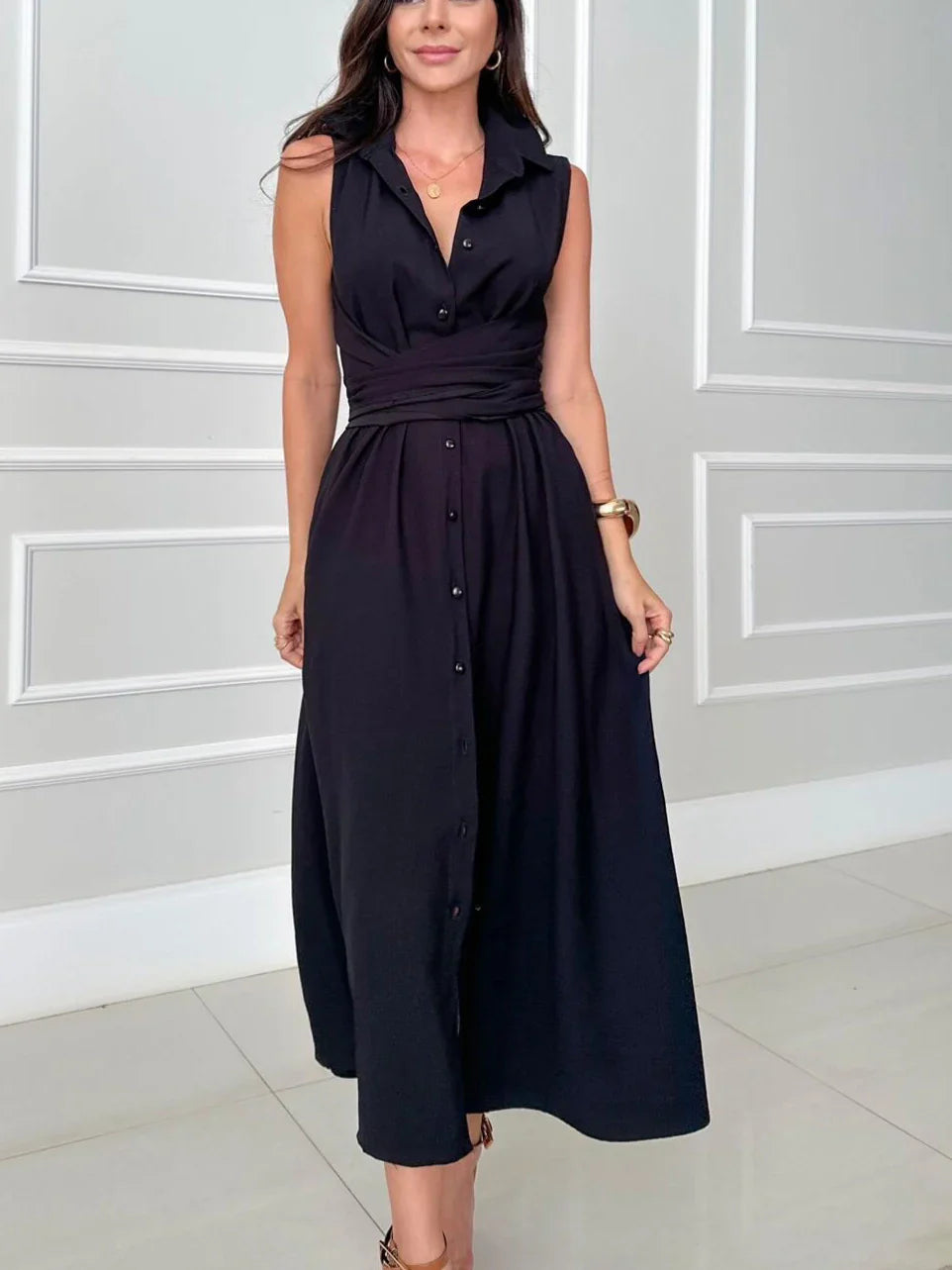 Ivana™ | Button-Down Midi Shirt Dress