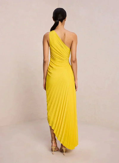 Sylviana™ | One-Shoulder Pleated Midi Dress