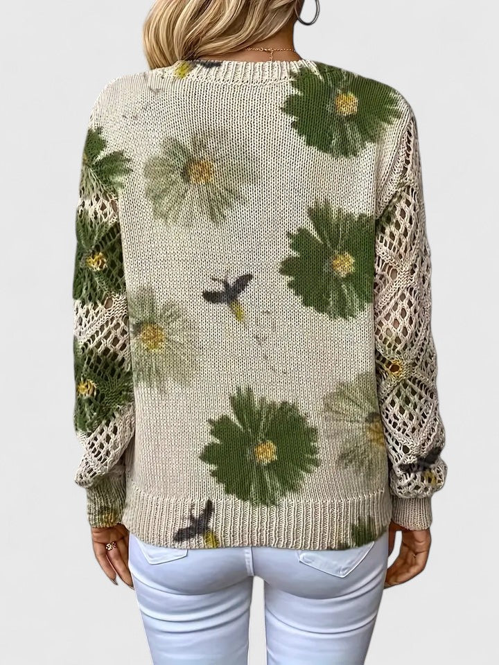Élodise™ | Floral Crochet Knit Sweater