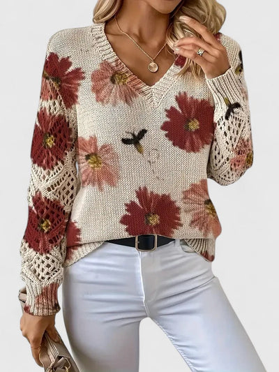 Élodise™ | Floral Crochet Knit Sweater