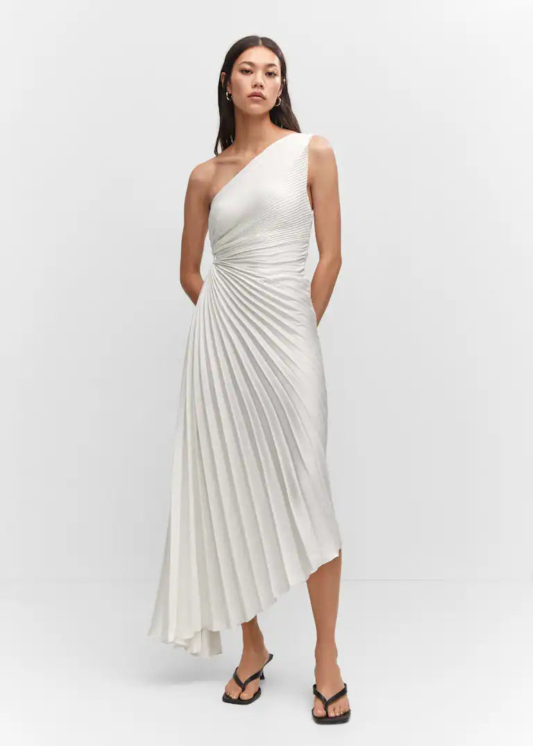 Sylviana™ | One-Shoulder Pleated Midi Dress