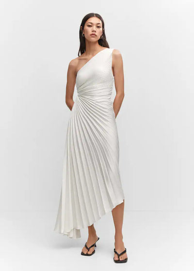 Sylviana™ | One-Shoulder Pleated Midi Dress