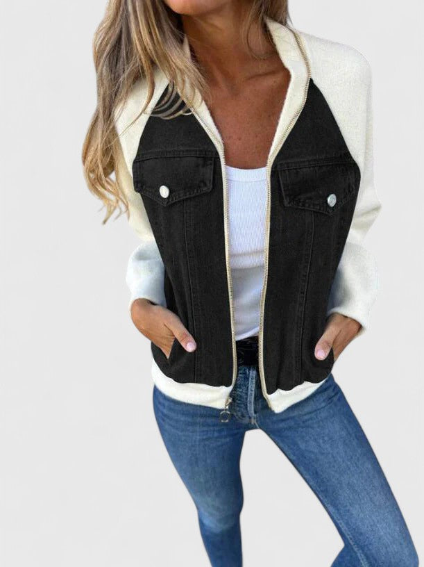 Hanelys™ | Denim Knit Contrast Jacket