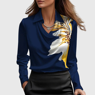 Aiyanna™ | Luxe Shiny Blouse with Pleated Neckline