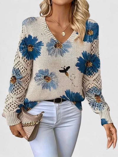 Élodise™ | Floral Crochet Knit Sweater