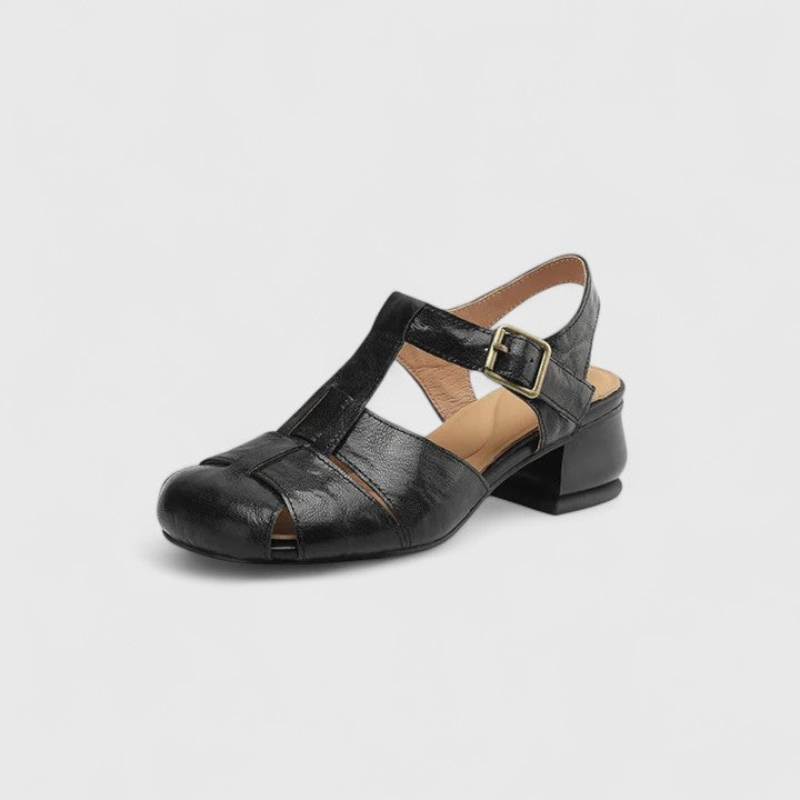 Joliane™ | Retro Leather Cut-Out Sandals