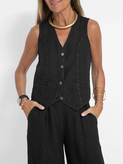 Lara™ | Buttoned Vest & Wide-Leg Trousers Set