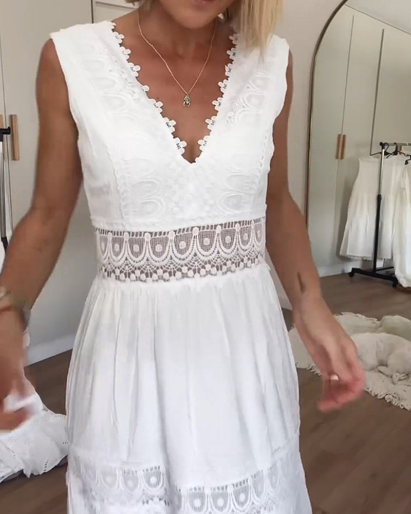Kaylee™ | Lace Tank Dress with V-Neckline
