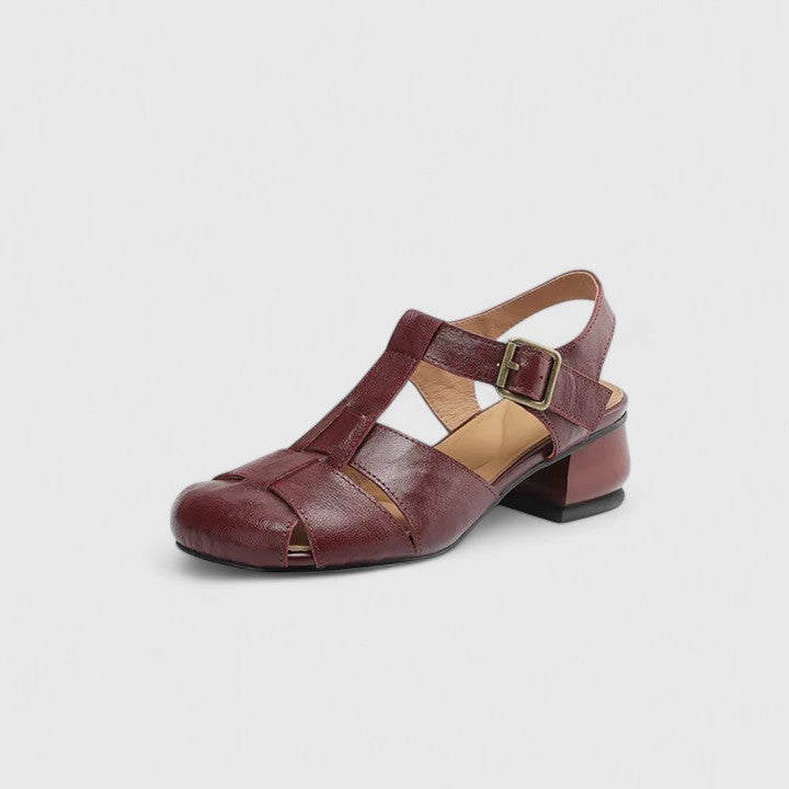 Joliane™ | Retro Leather Cut-Out Sandals