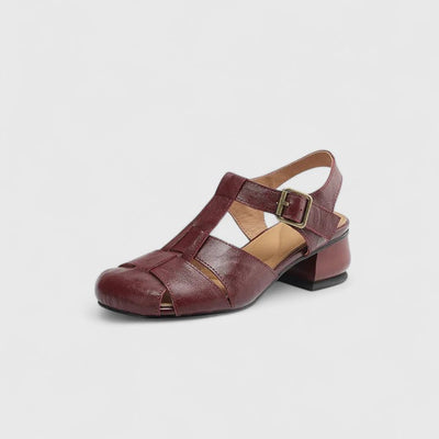 Joliane™ | Retro Leather Cut-Out Sandals