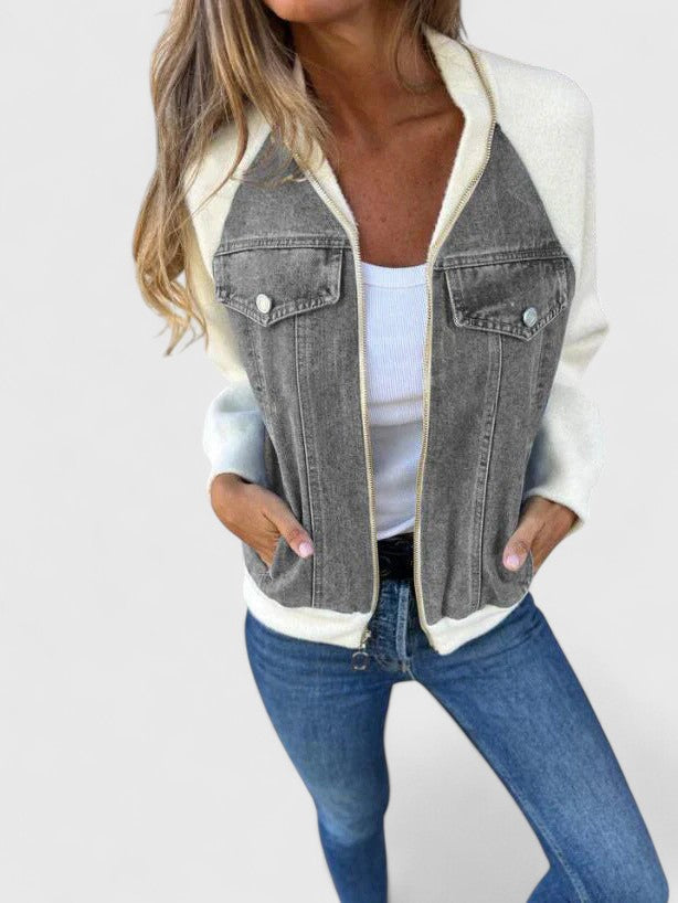 Hanelys™ | Denim Knit Contrast Jacket