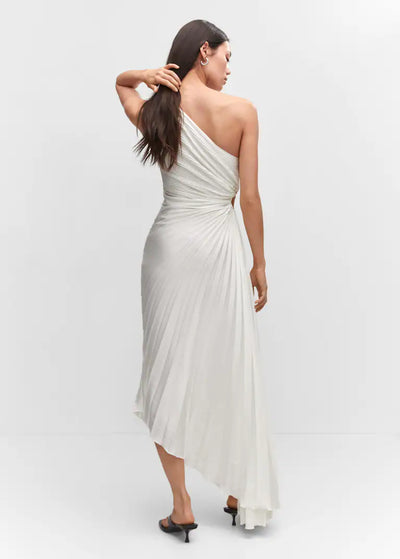 Sylviana™ | One-Shoulder Pleated Midi Dress