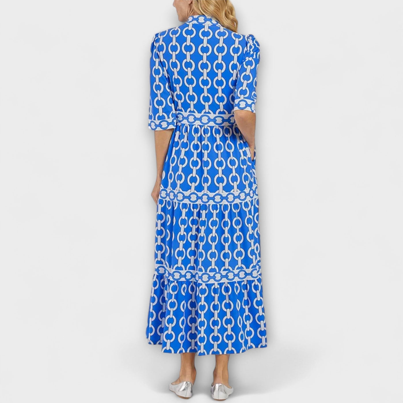 Cévarra™ | Bold Chain Print Midi Dress