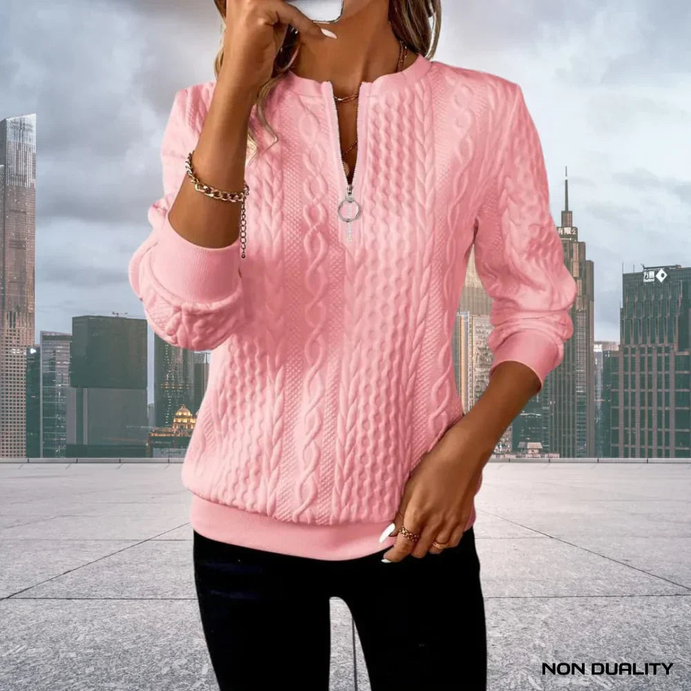 Elara™ | Cable Knit Zip-Up Sweater