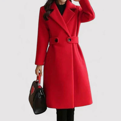 Delyra™ | Double-Button Long Wool Coat