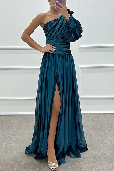 Shiloh™ | Elegant Striped One Shoulder Maxi Dress