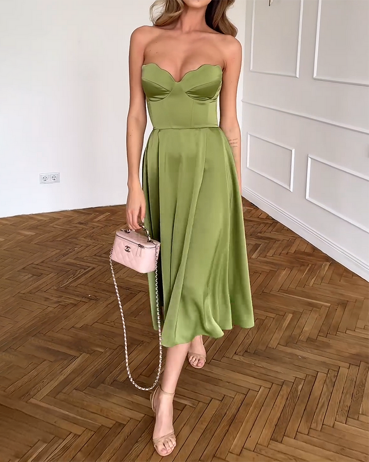 Bianca™ | Chic Strapless Midi Dress