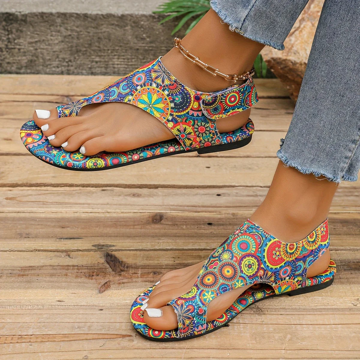 Xiomara™ | Boho Mandala Print Sandals
