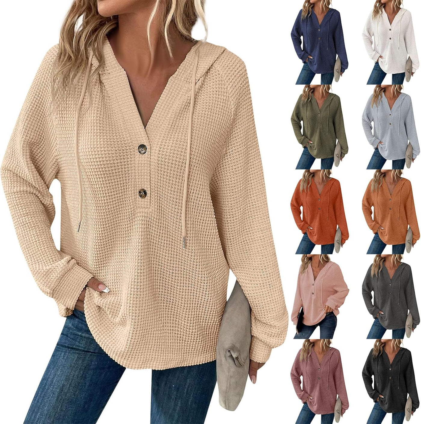 Sorelia™ | Cozy Waffle-Knit Hoodie