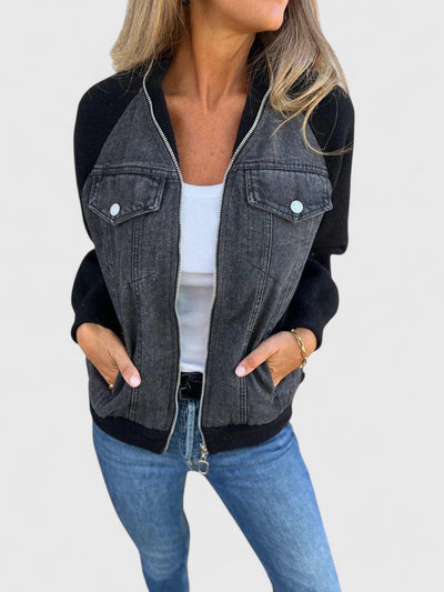 Hanelys™ | Denim Knit Contrast Jacket