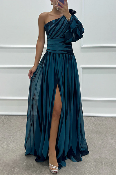 Shiloh™ | Elegant Striped One Shoulder Maxi Dress