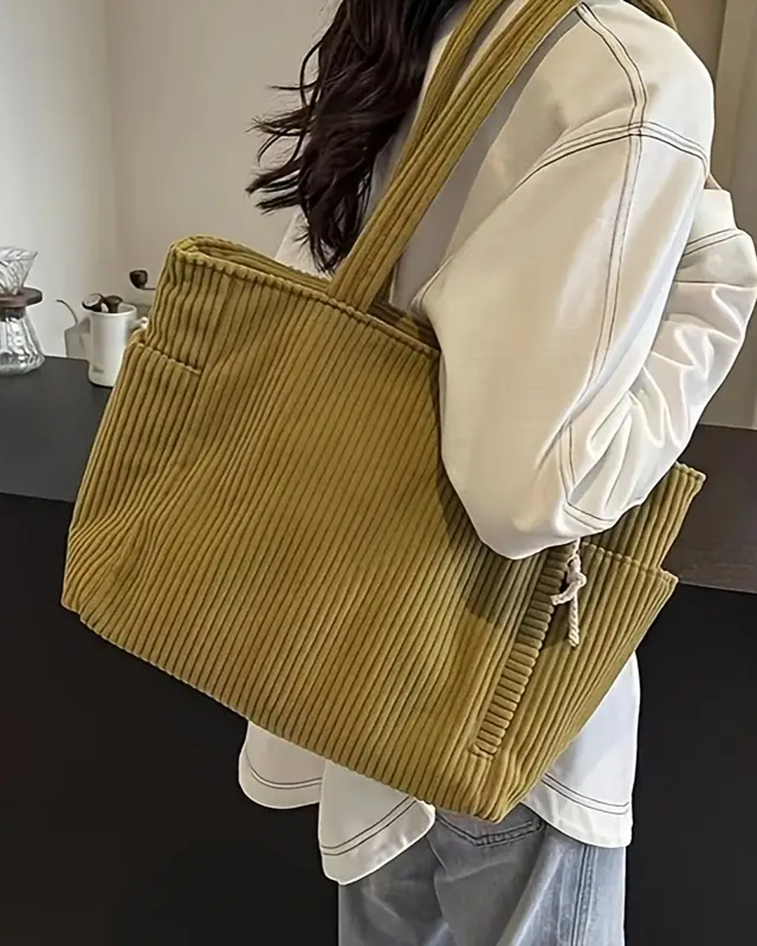 Cordavia™ | Textured Corduroy Tote Bag