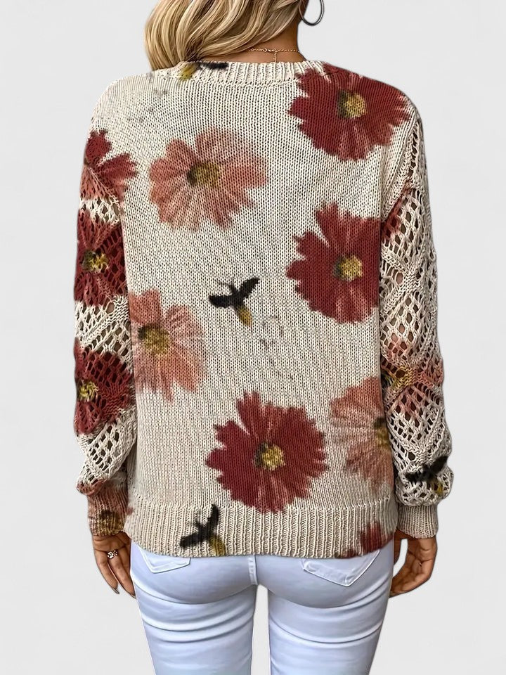 Élodise™ | Floral Crochet Knit Sweater