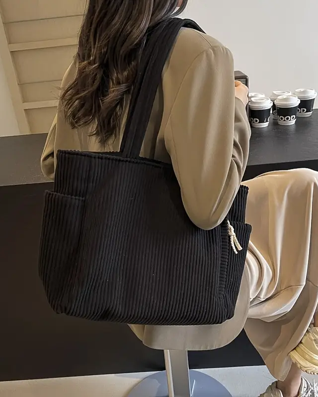Cordavia™ | Textured Corduroy Tote Bag
