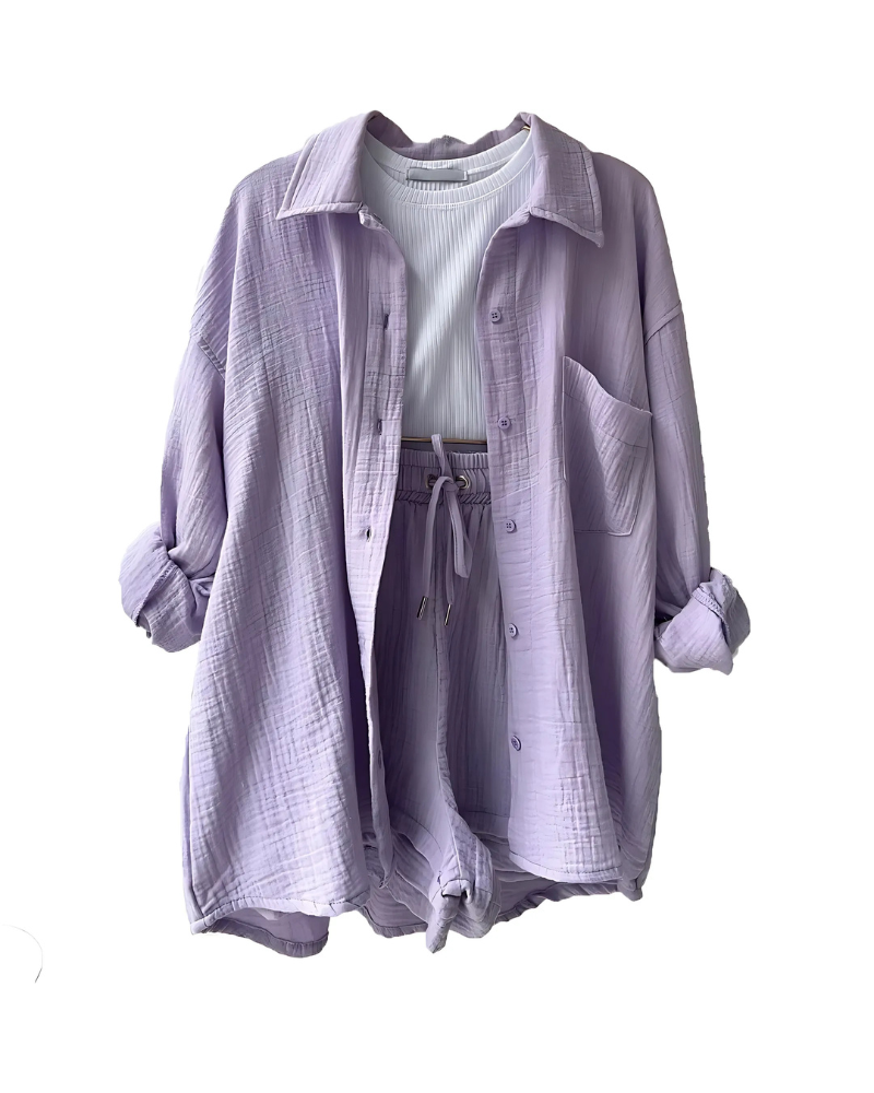 Eloisa™ | Cotton Button-Up Shorts Set