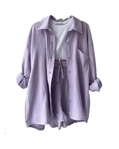 Eloisa™ | Cotton Button-Up Shorts Set
