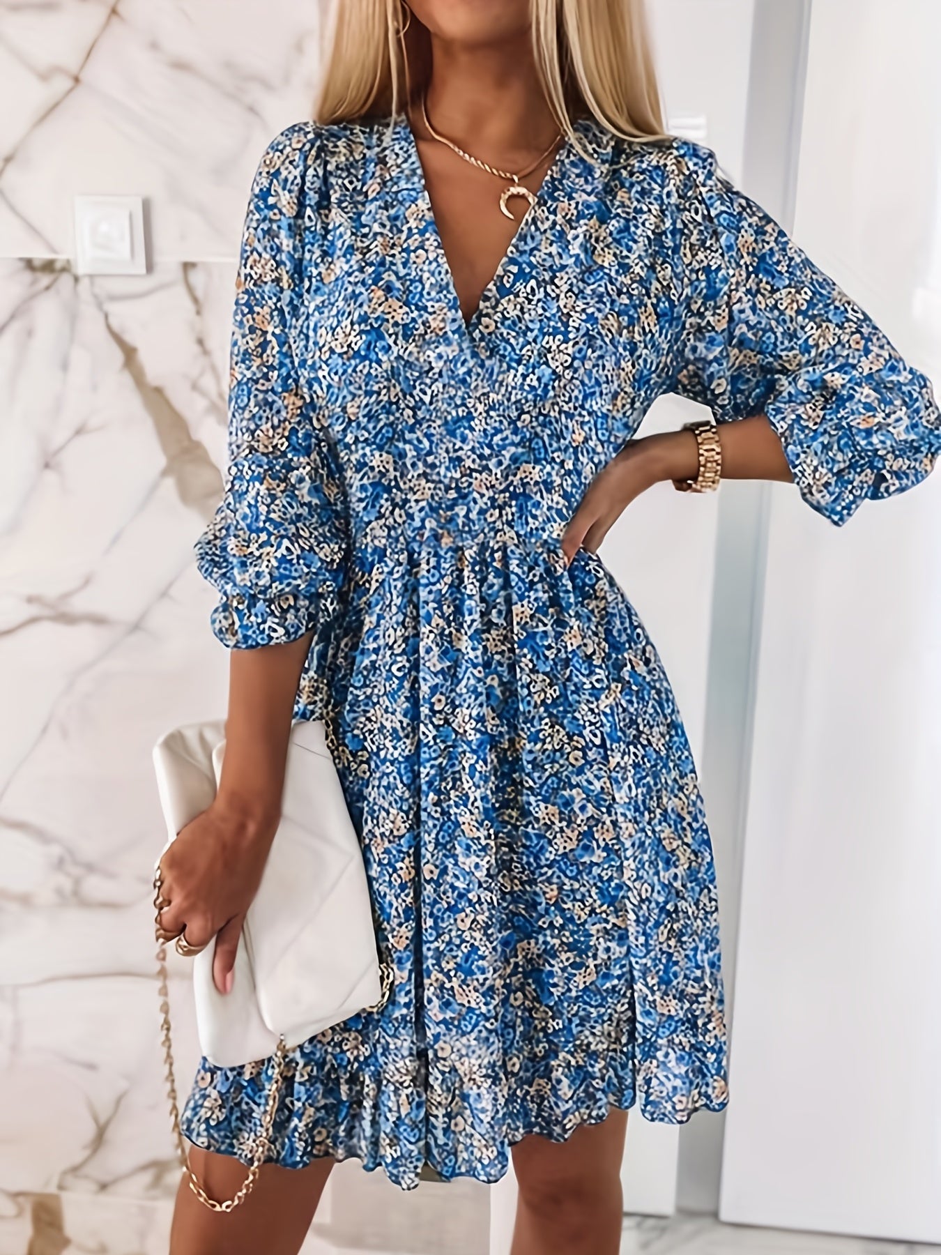 Michael™ | Floral Shirred Waist Dress