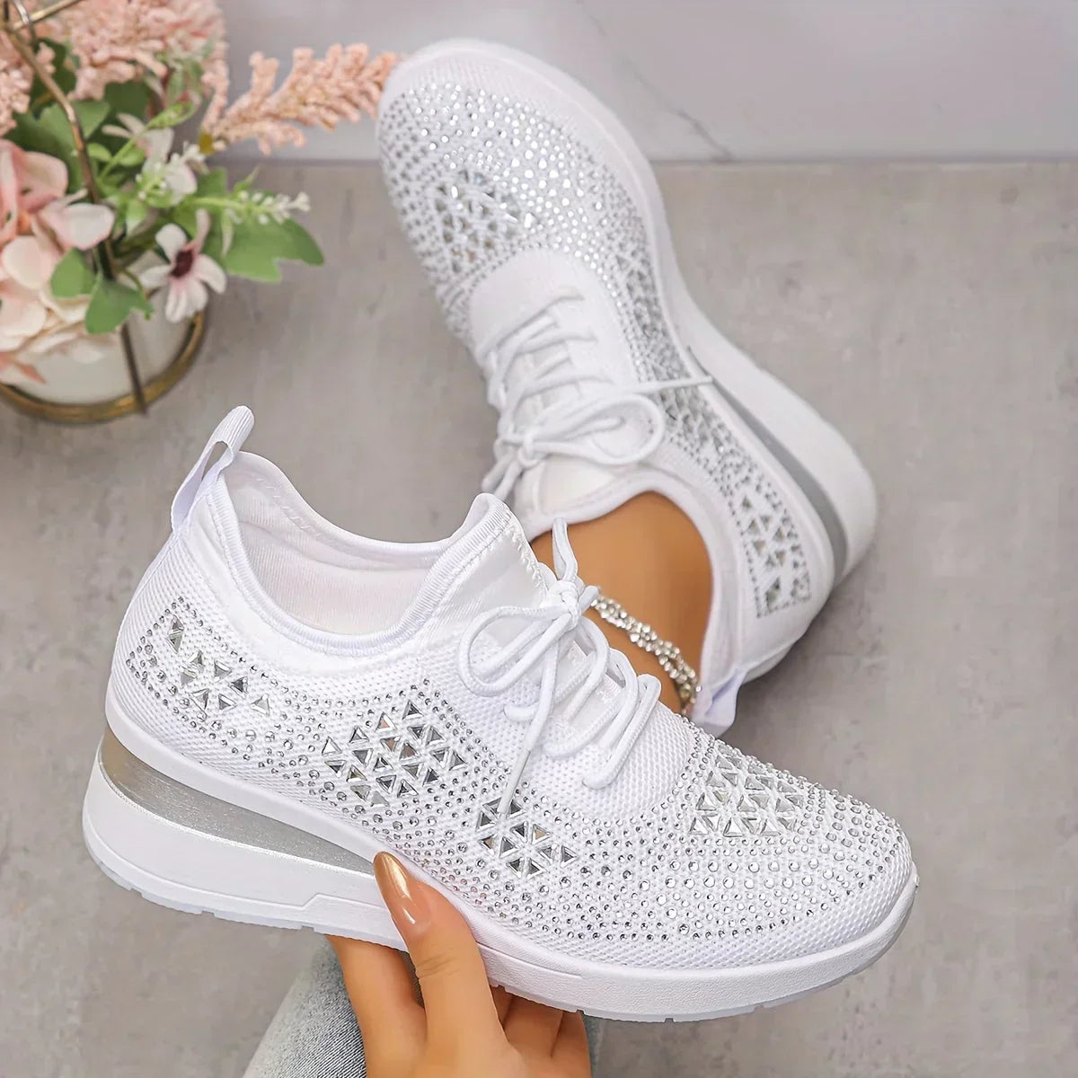 Daphéa™ | Crystal Knit Sneakers
