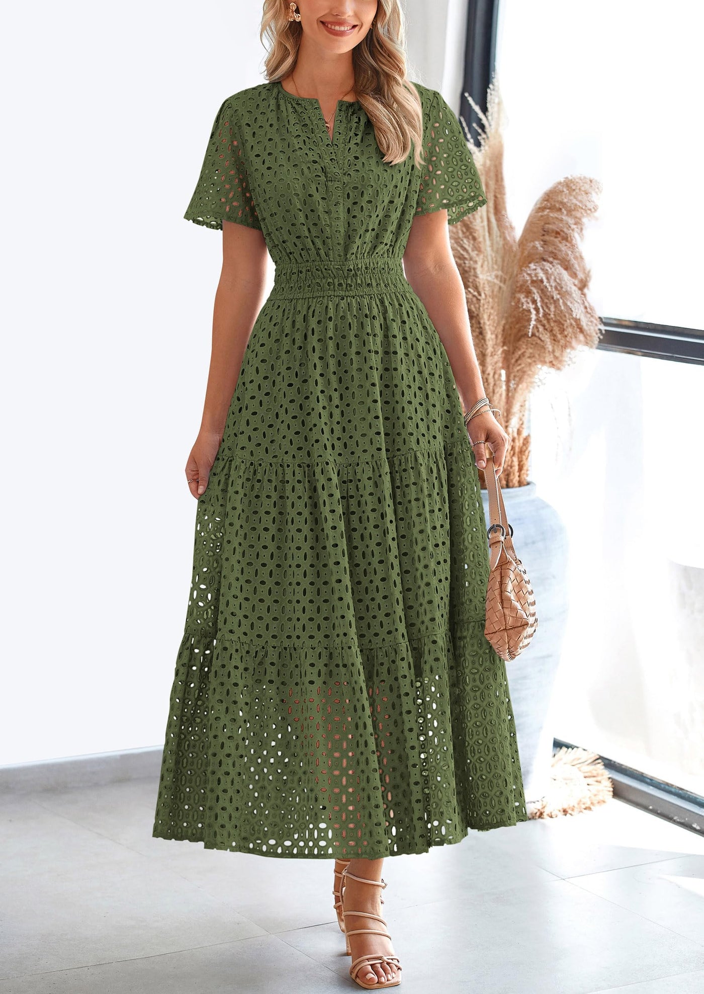 Simi™ | Eyelet Elegance Summer Dress