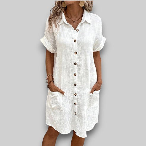 Odélia™ | Laid-Back Linen Shirt Dress