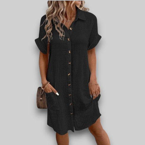 Odélia™ | Laid-Back Linen Shirt Dress