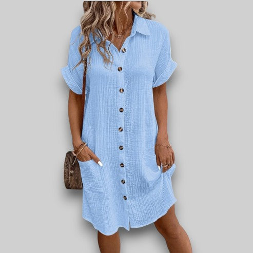 Odélia™ | Laid-Back Linen Shirt Dress