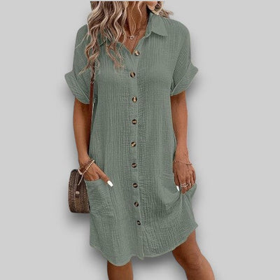 Odélia™ | Laid-Back Linen Shirt Dress