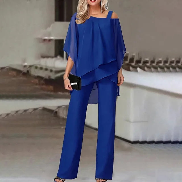 Aviva™ | Asymmetrical Cold-Shoulder Pants Set