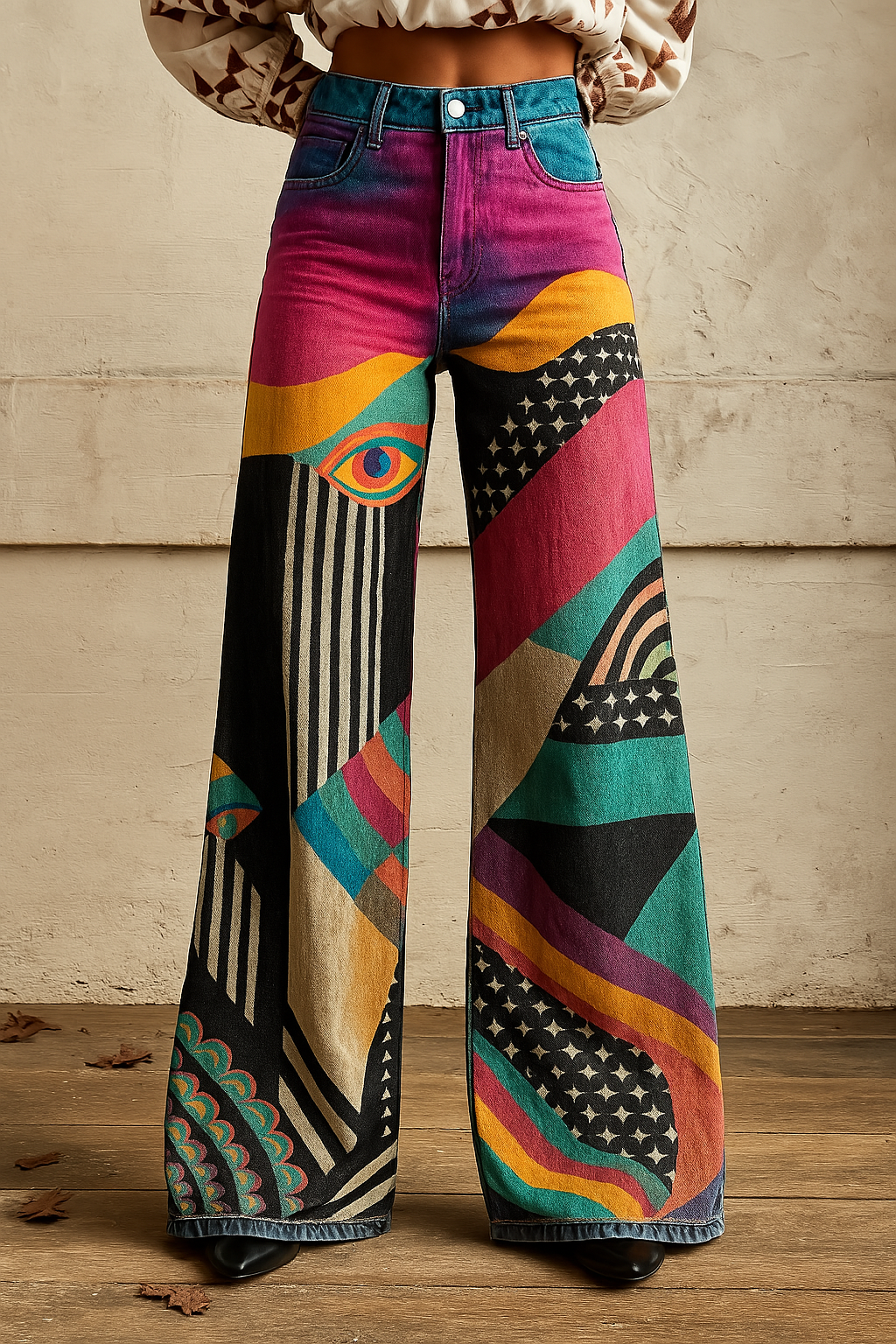 Iliade™ | Boho Artistic Wide-Leg Jeans