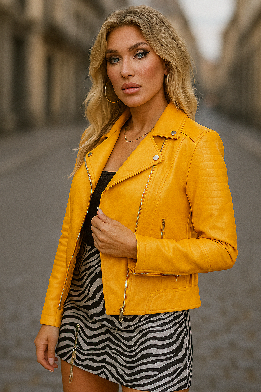 Gisélia™ | Bold Faux Leather Moto Jacket