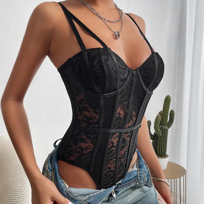 Celine™ | Embroidered Corset Bodysuit