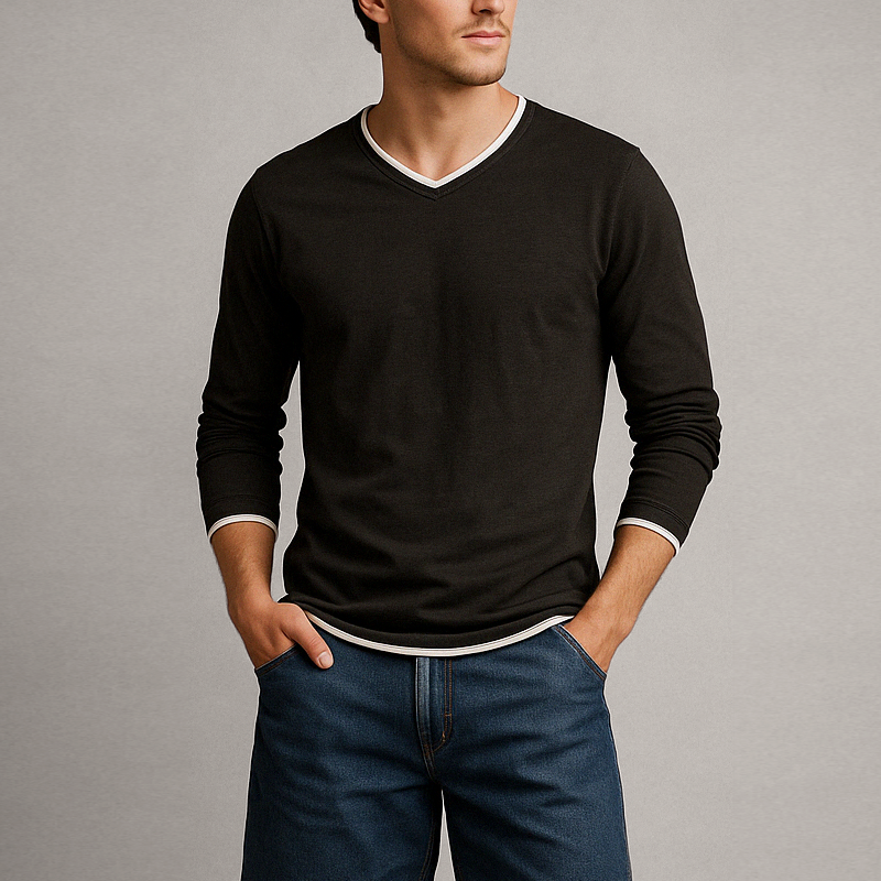 Ewan™ | Classic V-Neck Long Sleeve Tee